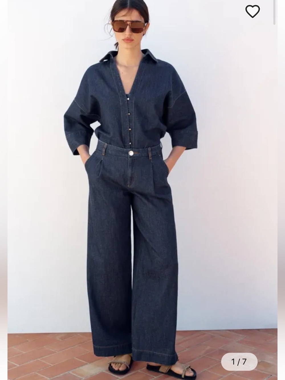 NEW (TWO PIECE SET ) ZARA WIDE INDIGO PANTS AND BLOUSE 
Size 2 
🚨FIRM PRICE